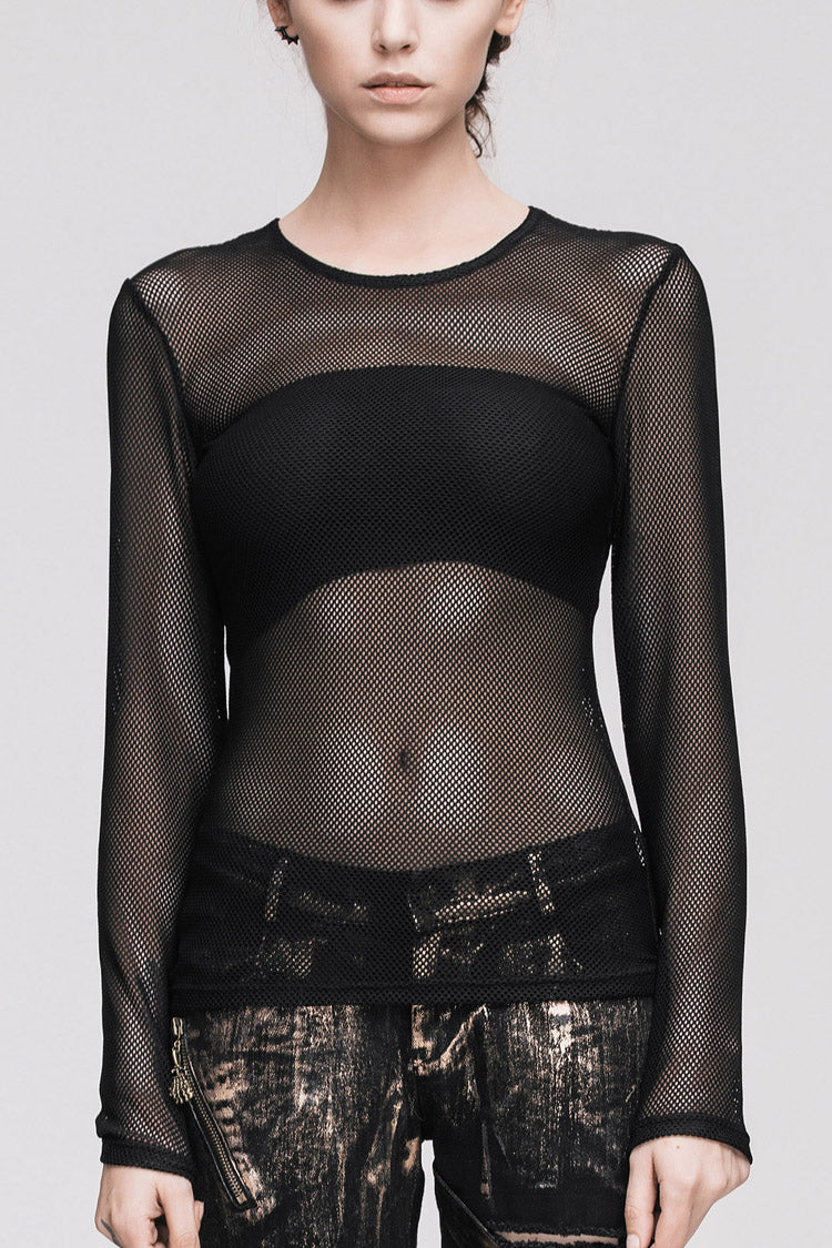 Fishnet Decorated Hole Pattern Ripped Trousers - Punk Rave Gothic Broken  Mesh Leggings