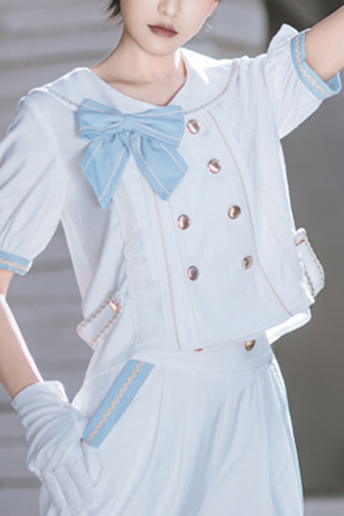 White Immortal Mint Ouji Lolita Short Sleeves – LolitaInside