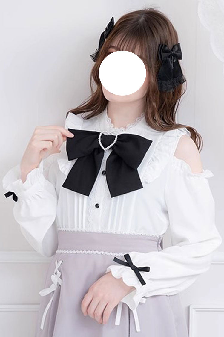 Off Shoulder Long Sleeves Bowknot Jirai Kei Japanese Lolita Blouse 3 Colors