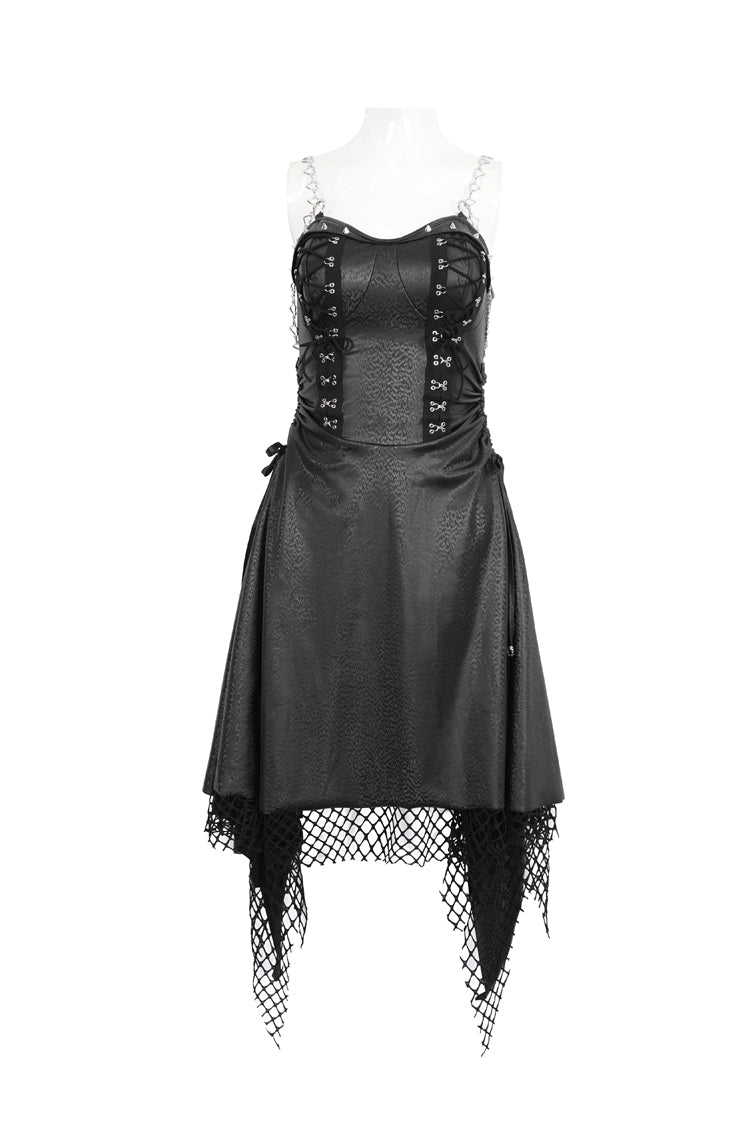 Schwarzes, unregelmäßiges Gothic-JSK-Kleid für Damen aus Spitze