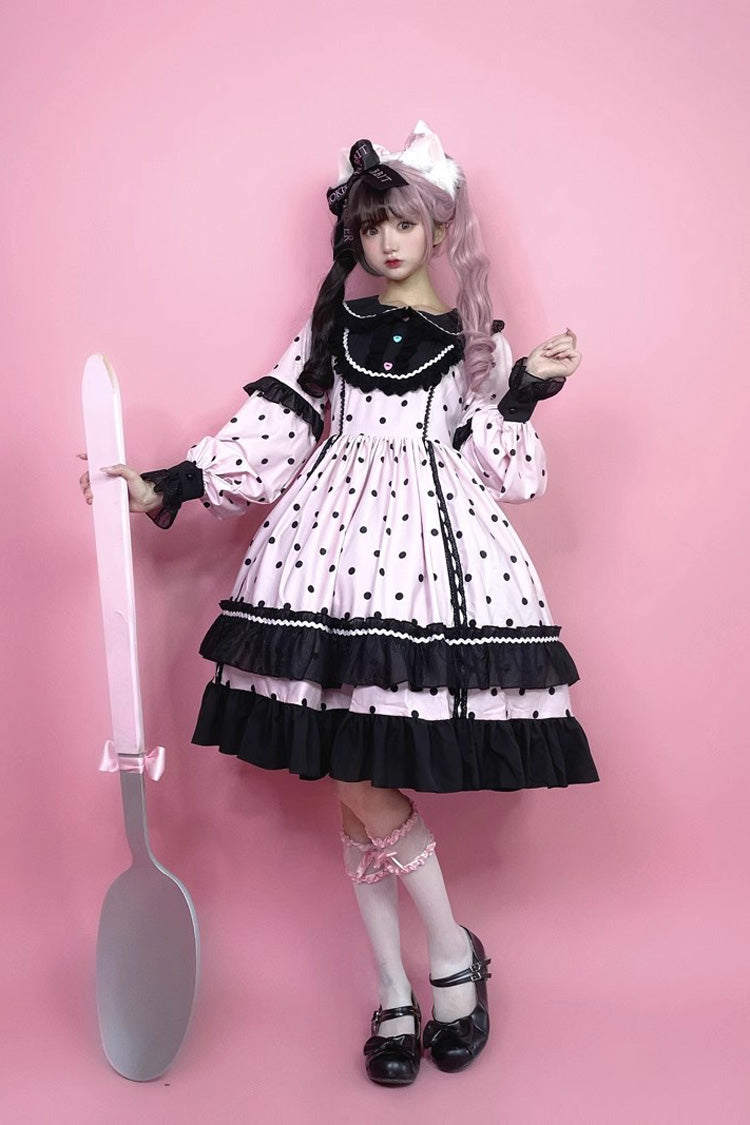 Toffee Bobo Long Sleeves Double Layer Print Ruffle Sweet Lolita Dress 2 Colors