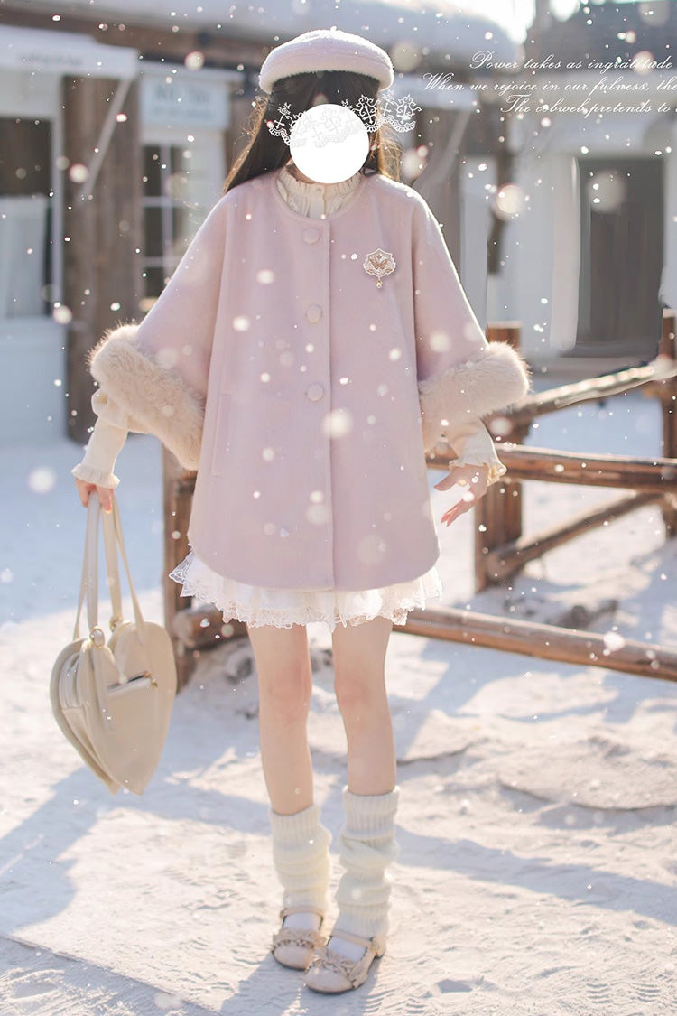 Pink [Bella] Long Sleeves Single Breasted Sweet Lolita Woolen Coat