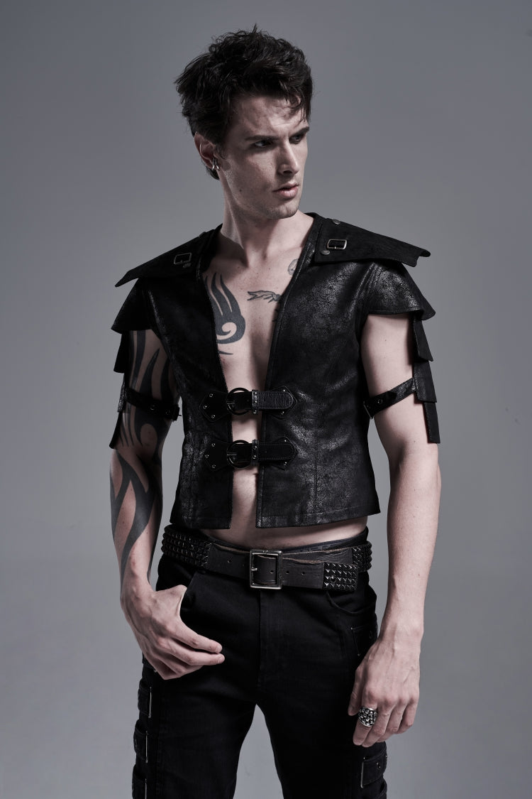 Black Multi-layer Stitching Men's Punk Vest