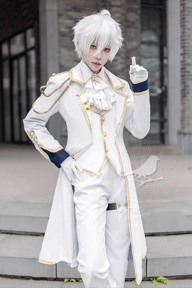 White Angel Prince Handsome Ouji Lolita Set (Including Coat, Shirt, Pants, Vest, Scarf)