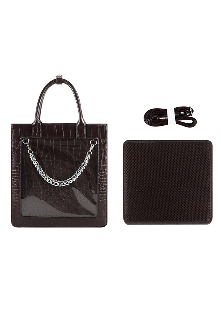 Transparente schwarze Gothic-Tasche mit Kette 3 Farben