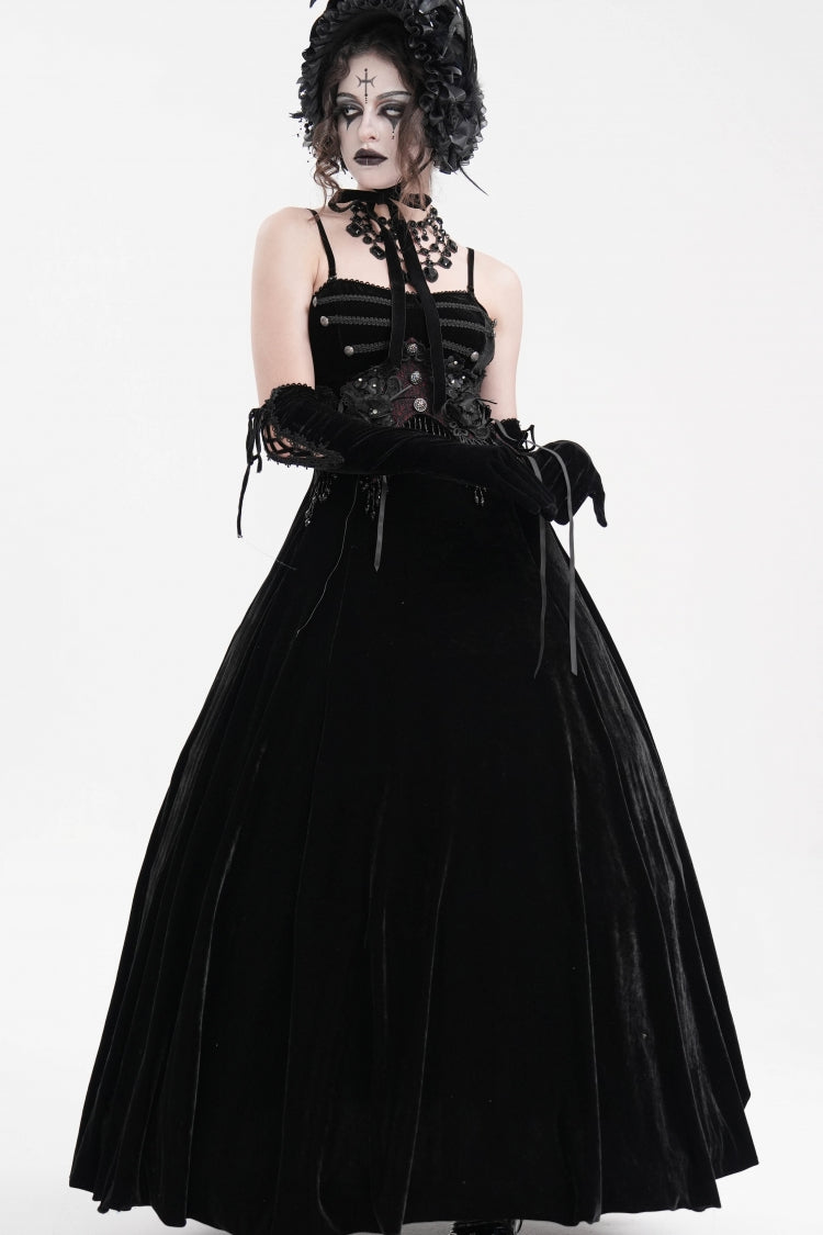 Black Tassels Hanayome Lace-Up Women's Gothic Slip Wedding Dress