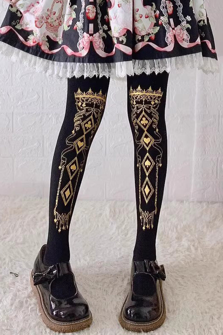 Schwarze süße Lolita-Strumpfhose mit Heißprägung, 13 Stile