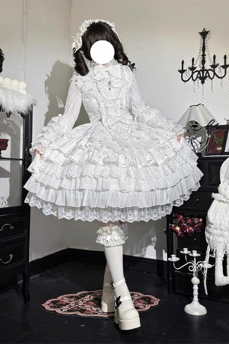 [Love Feather] Mehrlagiges Hanayome Bowknot Spitze Süßes Wunderschönes Lolita Jsk Kleid 4 Farben