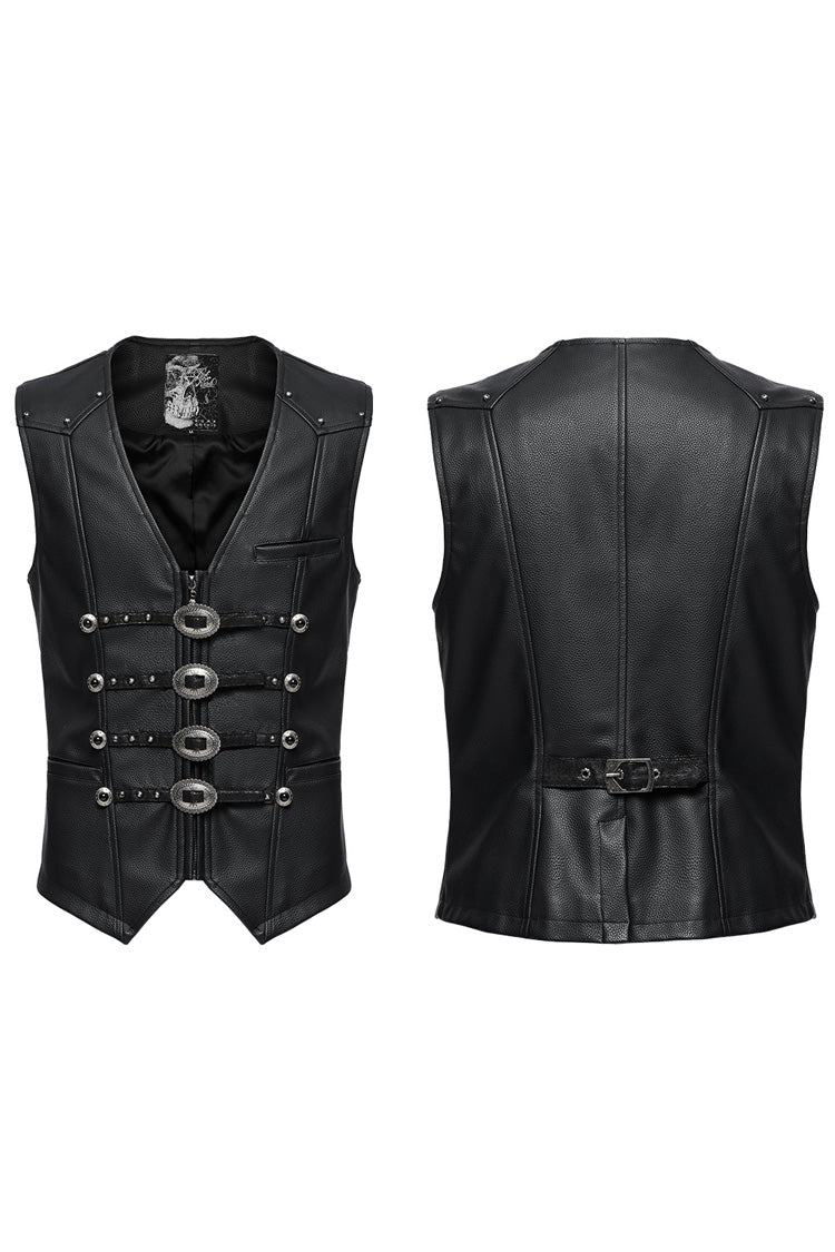 Black Rivet Buckle Men's Gothic Vest