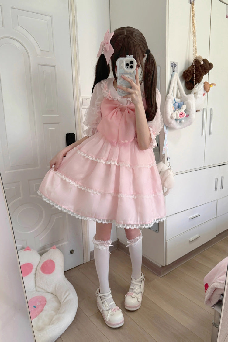 Seaside Pearls High Waisted Multi-layer Bowknot Sweet Lolita Jsk Dress 2 Colors