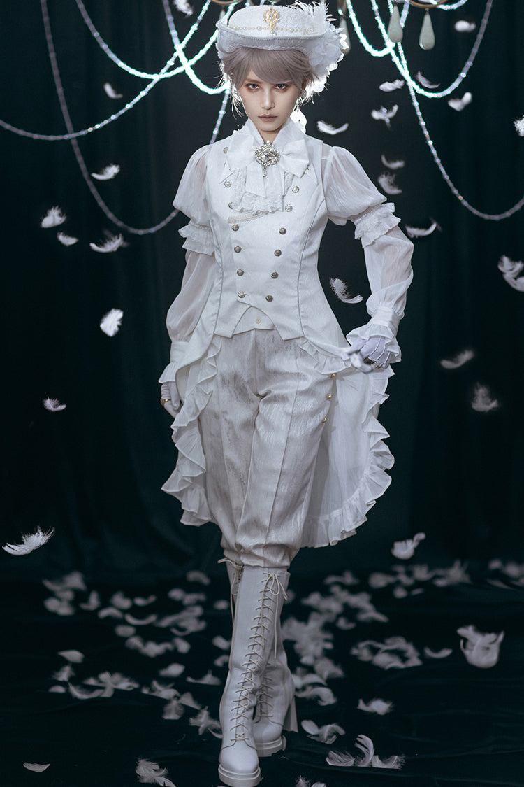 White Hidden Prejudice Never Fades Vintage Elegant Prince Handsome Ouji Lolita Coat