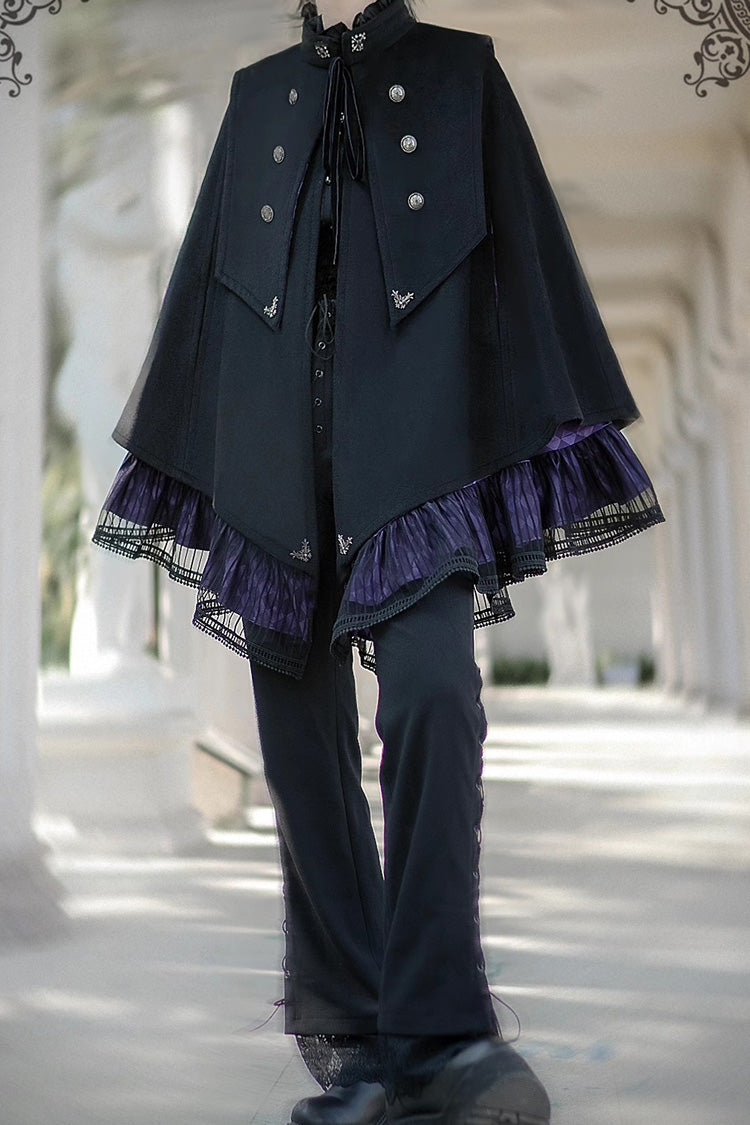 Double-breasted Gothic Prince Handsome Ouji Lolita Cloak Coat 3 Colors