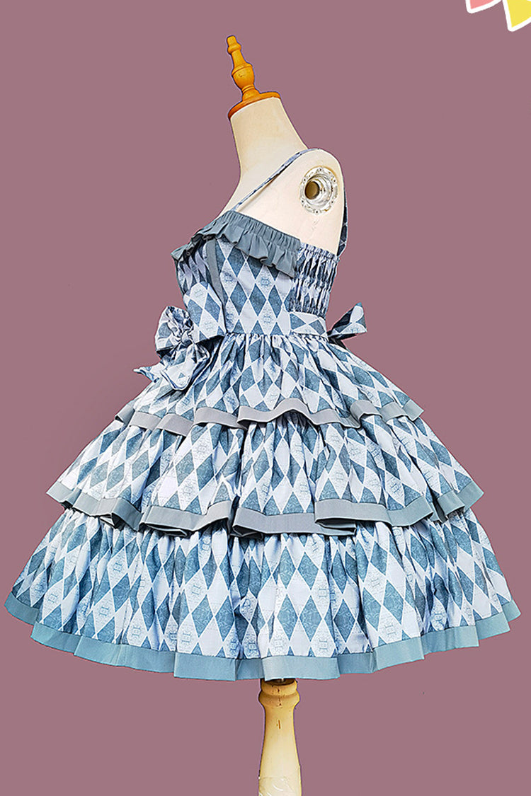 Stripe Print [Cloth Cat] Triple-Layered Ruffle Bowknot Sweet Lolita Dress 4 Colors