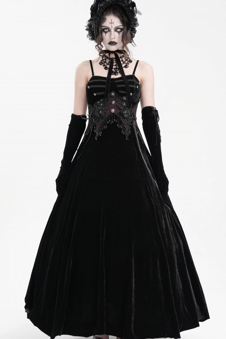 Black Tassels Hanayome Lace-Up Women's Gothic Slip Wedding Dress