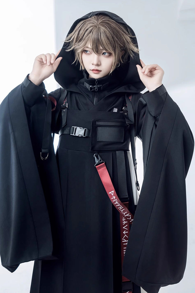 Black Unmarked Blade Ruffle Gothic Handsome Ouji Lolita Jsk Dress