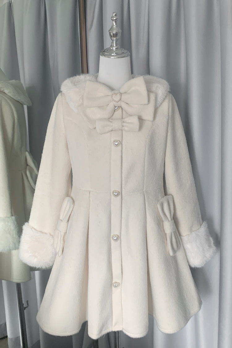 Snow Plush and Thickened Long Sleeves Bowknot Sweet Lolita Coat 2 Colors