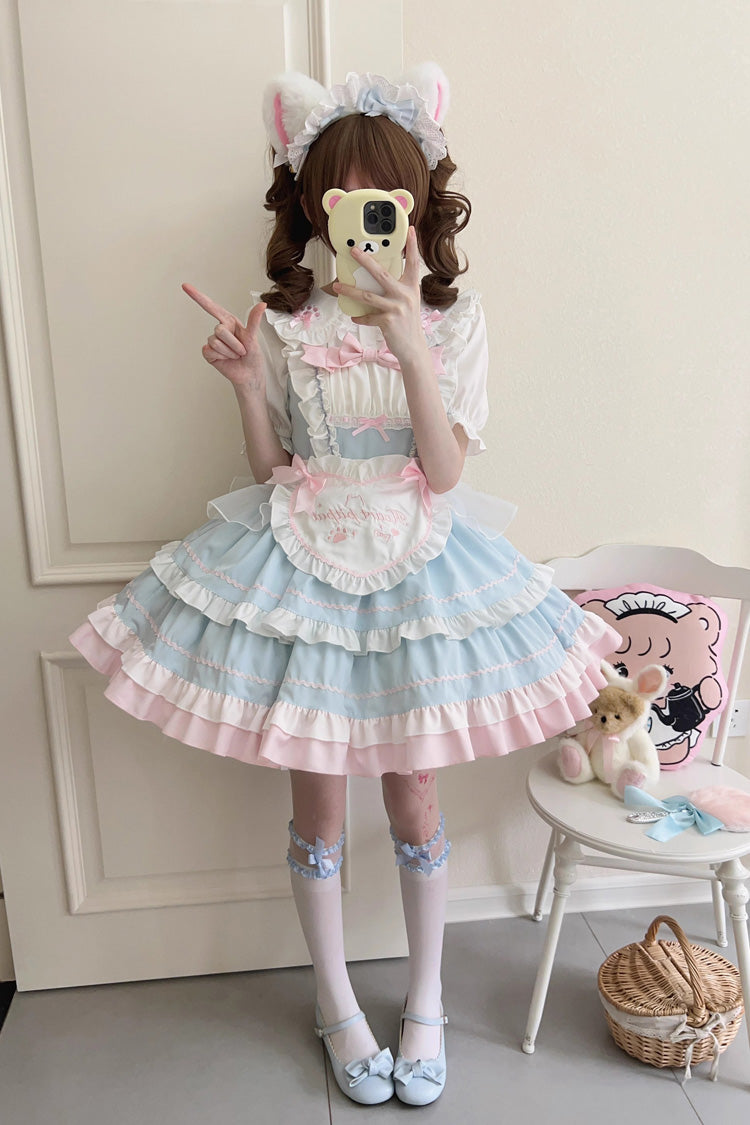 Cat Ear Story Multi-layer Ruffle Bowknot Sweet Lolita Jsk Dress 4 Colors