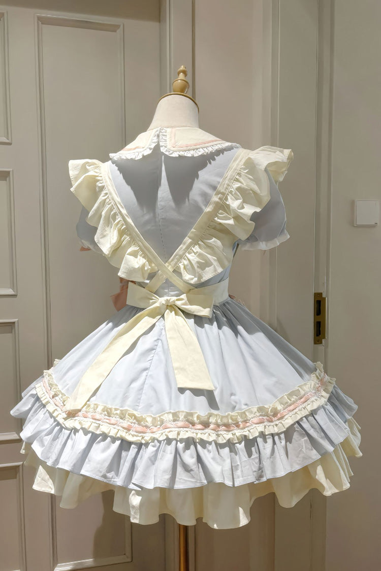 Cookies Short Sleeves Maid Ruffle Bowknot Sweet Lolita Tiered Dress 2 Colors