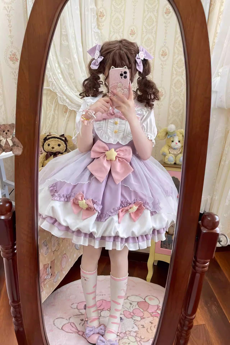 Little Wishing Star Ruffle Bowknot Bud Sweet Lolita Jsk Dress 5 Colors