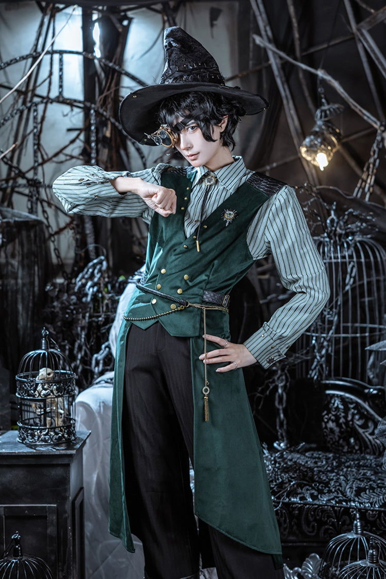 Dark Green Double-breasted Slim Ouji Prince Handsome Lolita Vest