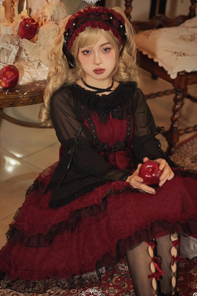 Star Gauze Romance Multi-layer Ruffle Bowknot Gothic Elegant Princess Lolita Jsk Dress 2 Colors