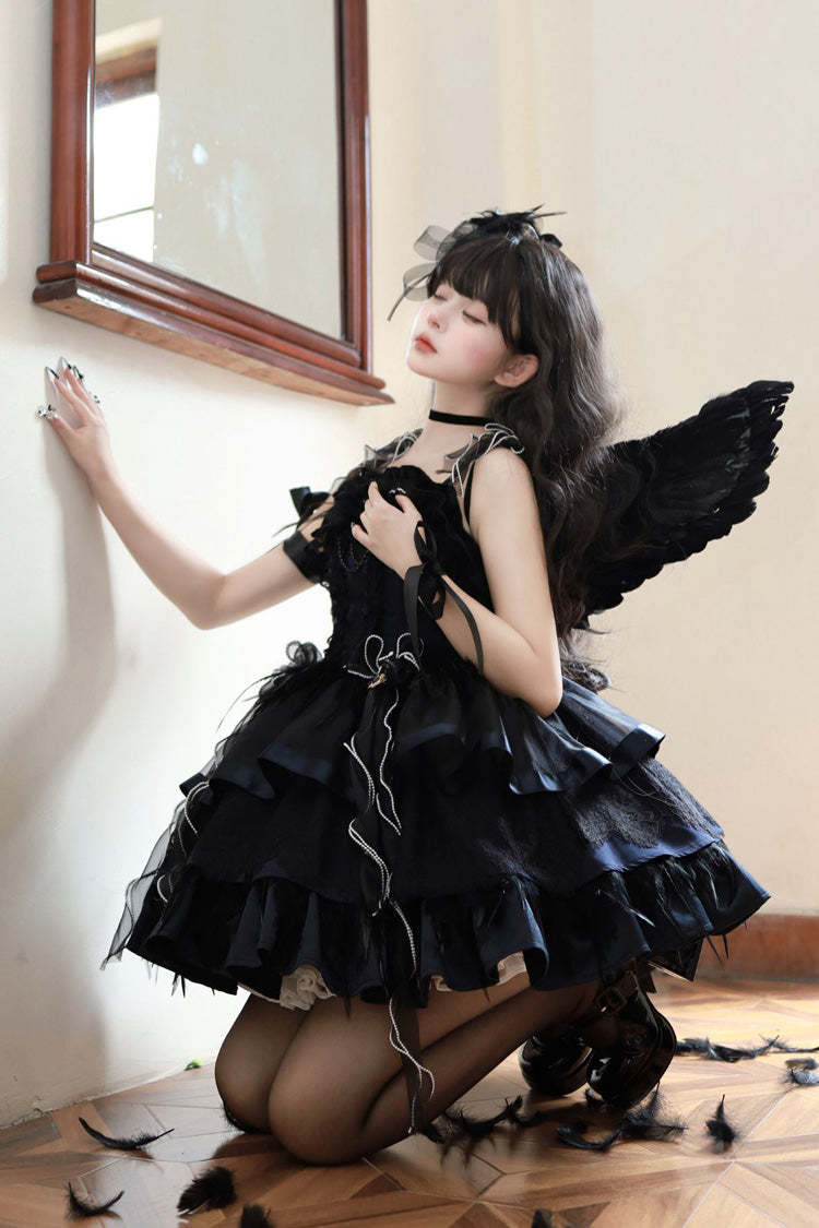 Wings Arrival Multi-layer Ruffle Bowknot Ballet Style Sweet Elegant Lolita Jsk Dress 3 Colors