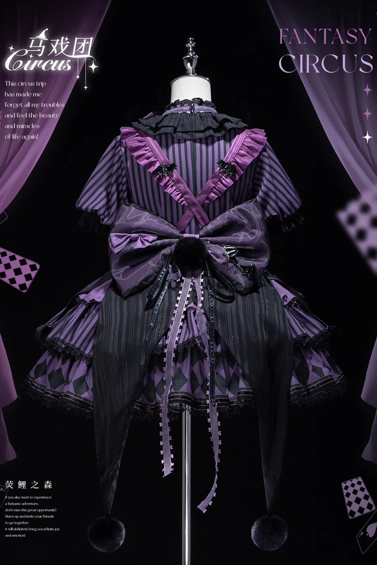 Lilafarbenes süßes Lolita-Prinzessinnenkleid mit dreilagigem Rüschendruck und Fantasy Circus