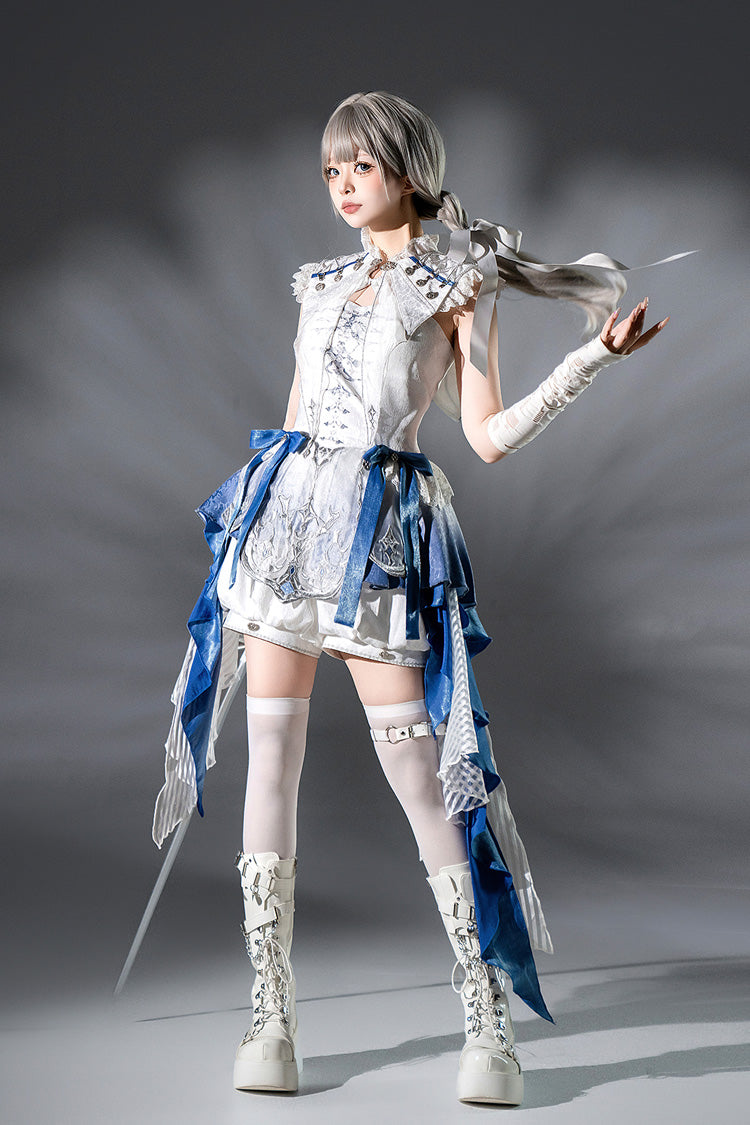 White [Dragon Bones] Chinese Style Prince Handsome Ouji Lolita Shorts