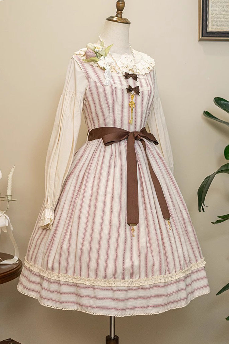 Forest Atlas Striped Print Bowknot Sweet Lolita Jumper Dress 3 Colors