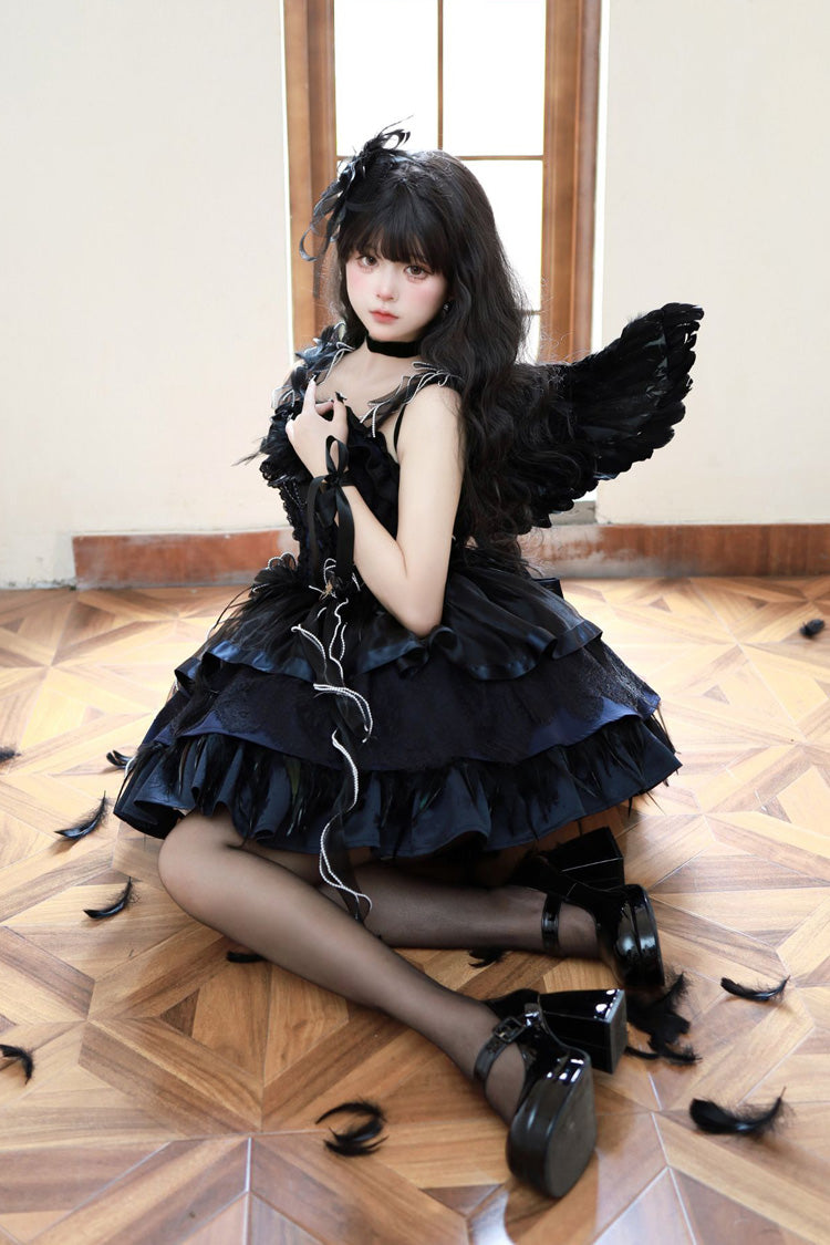 Wings Arrival Multi-layer Ruffle Bowknot Ballet Style Sweet Elegant Lolita Jsk Dress 3 Colors