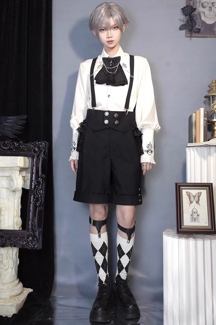 Black Night Raven Magic Ouji Prince Hübsches Lolita-Shirt-Latzshorts-Set