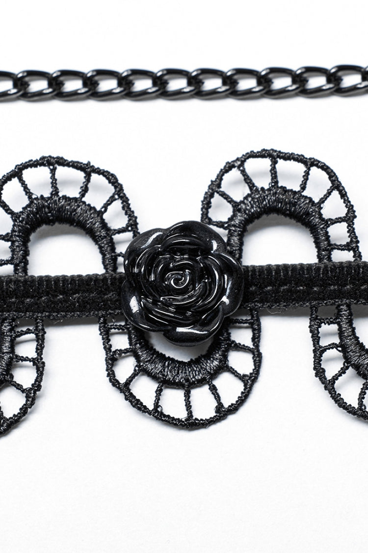 Black Rose Snakelike Hollow Women's Gothic Choker