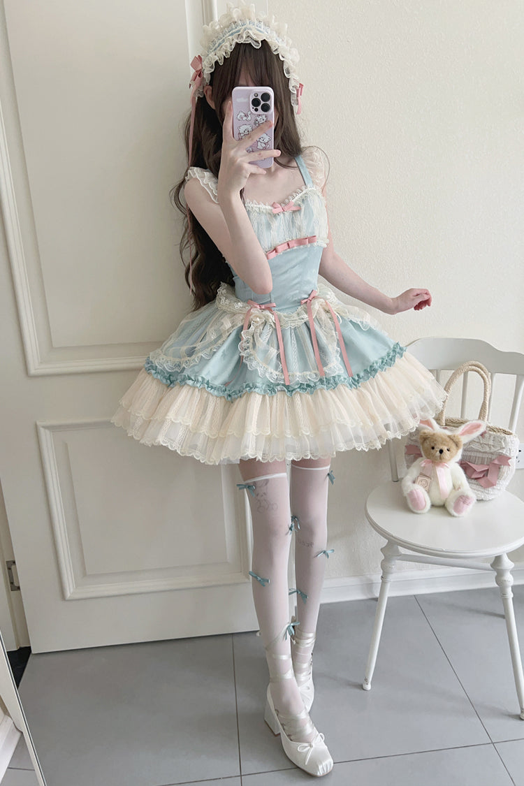 [Blumensaison] Süßes Lolita-Ballettkleid mit Schleife und Spitze in 4 Farben