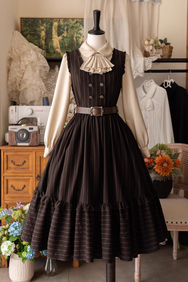 [Small Estate] Sleeveless Ruffle Fishbone Classic Vintage Elegant Lolita Dress 3 Colors