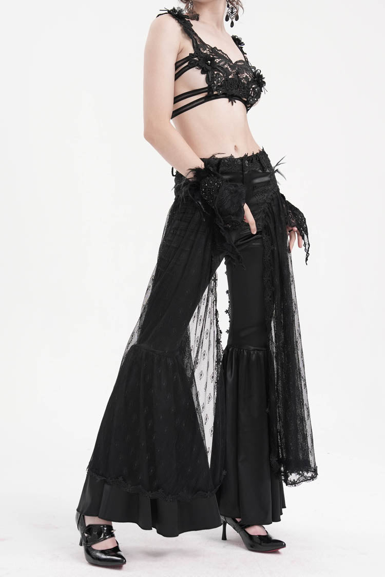 Black Crochet Lace Mesh Women's Gothic Pants