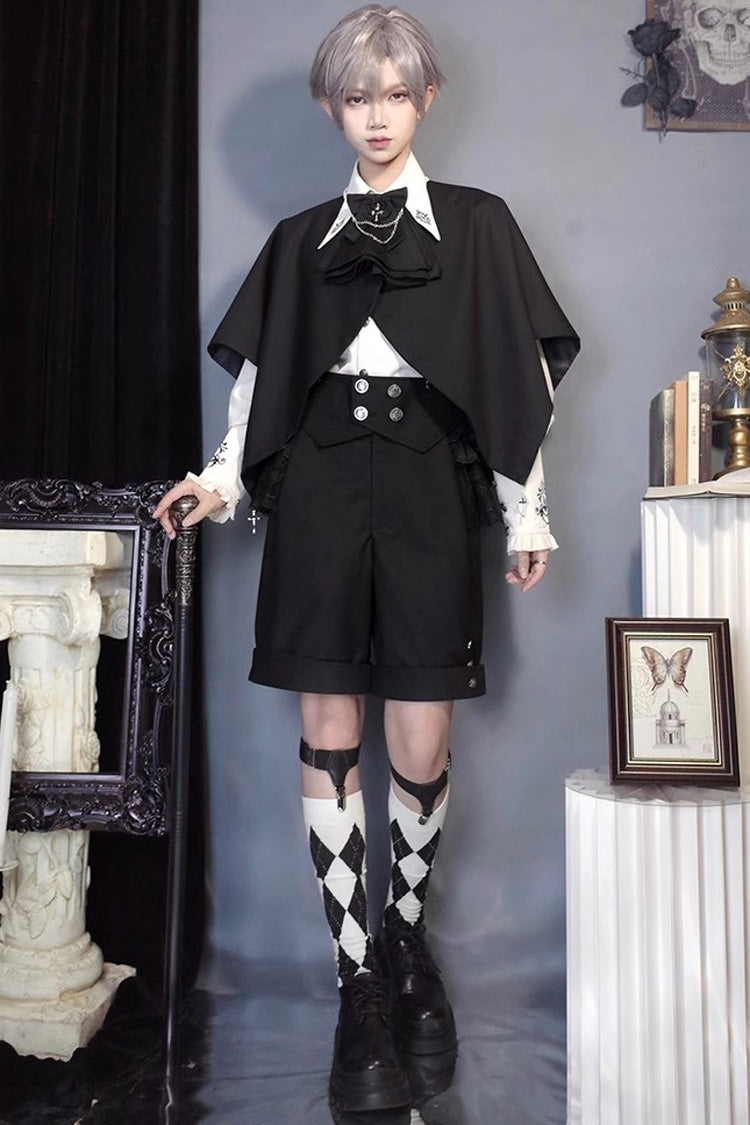 Black Night Raven Magic Ouji Prince Hübsches Lolita-Shirt-Latzshorts-Set