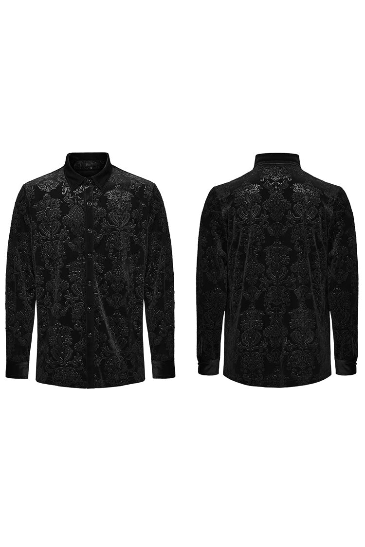 Men's Long Sleeves Embossed Velvet Print Gothic Gorgeous Blouse 2 Colors