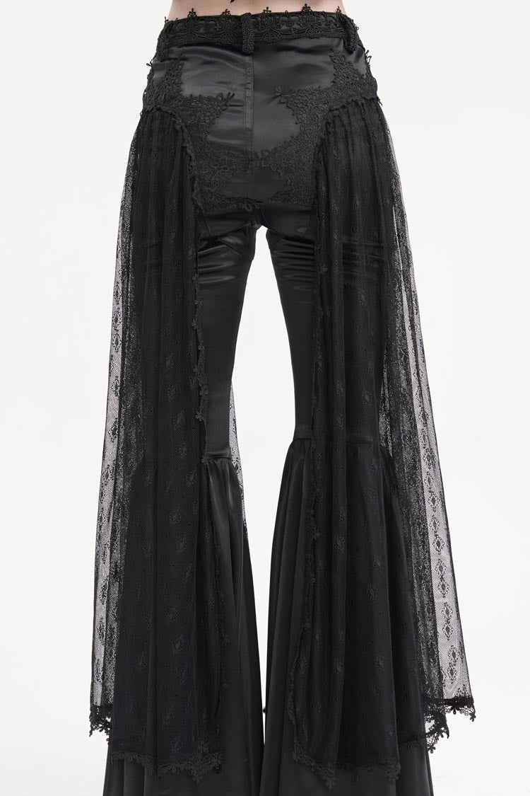 Black Crochet Lace Mesh Women's Gothic Pants