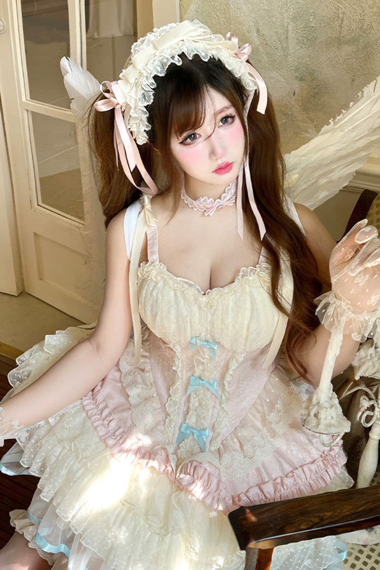 Pink [Dream Girl] Multi-Layered Ruffle Bowknot Lace Ballet Sweet Lolita Dress