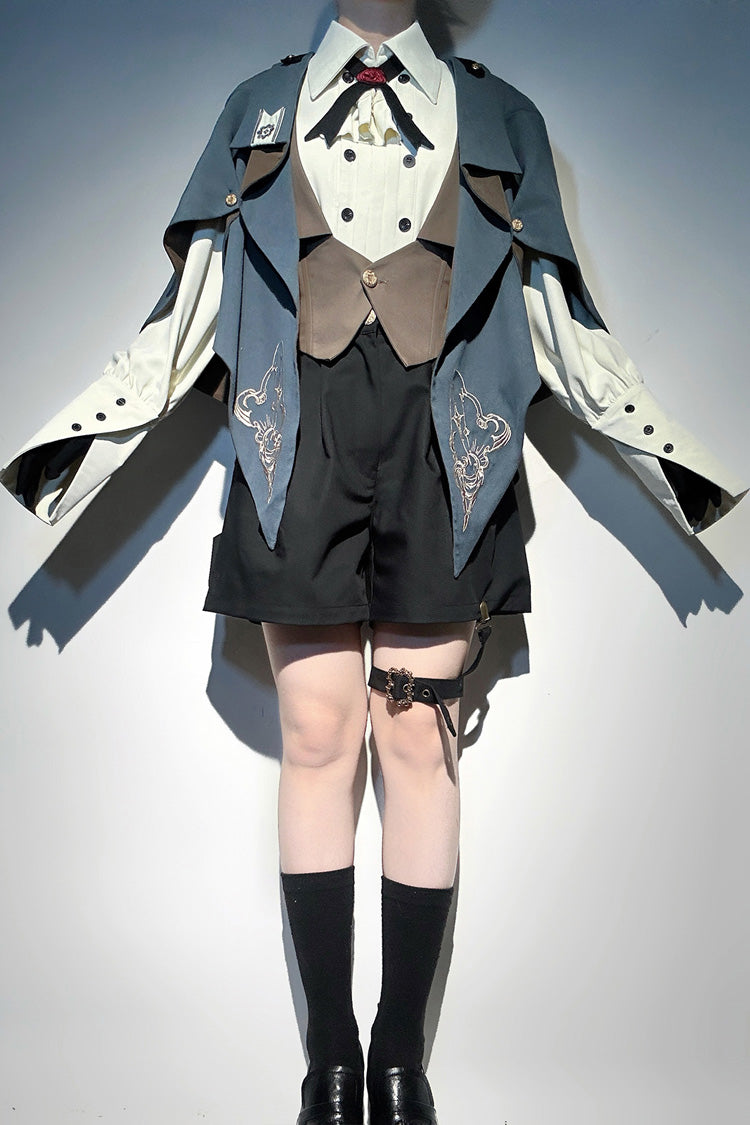 Blue [Little Detective] Print Ouji Prince Handsome Lolita Cloak