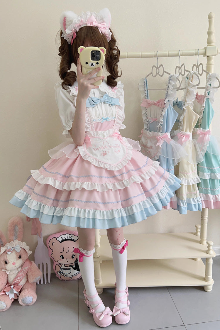 Cat Ear Story Mehrlagiges Rüschen-Schleifen-Lolita-JSK-Kleid in 4 Farben