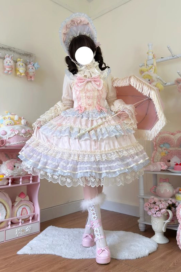 Pink [Star Love Song] Ruffle Hanayome Bowknot Lace Sweet Lolita Jsk Dress