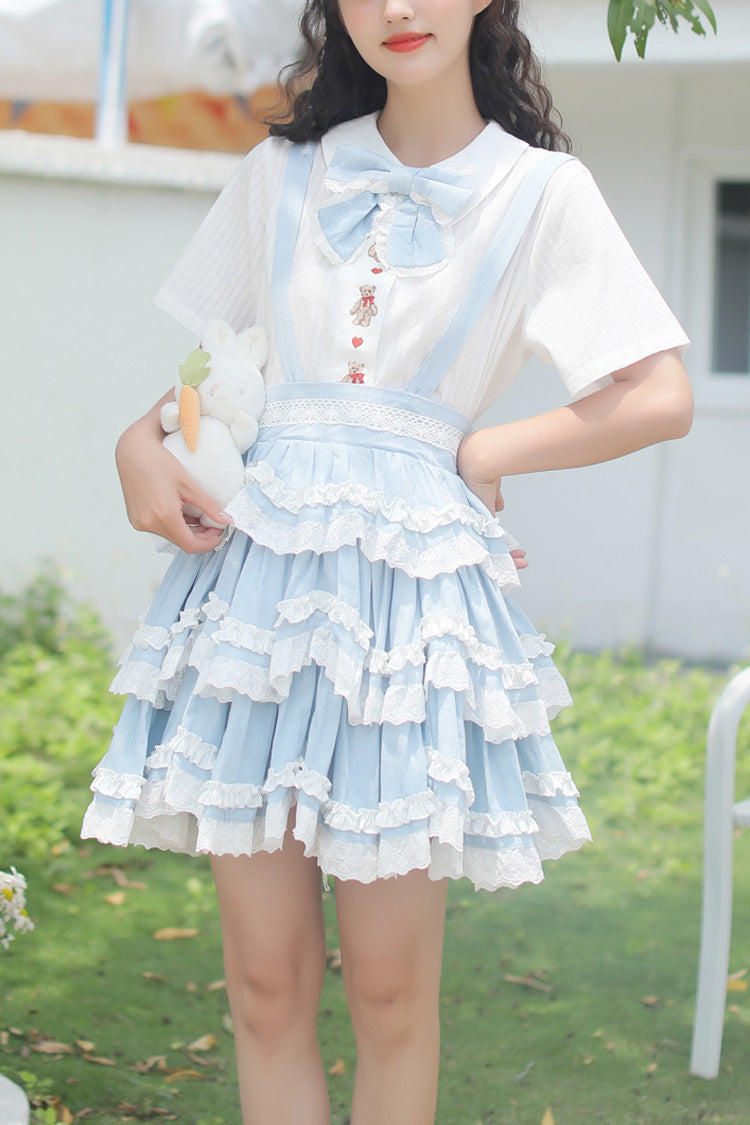 Multi-layer Scarlett Summer Ruffle Bowknot Sweet Lolita Strap Dress 2 Colors