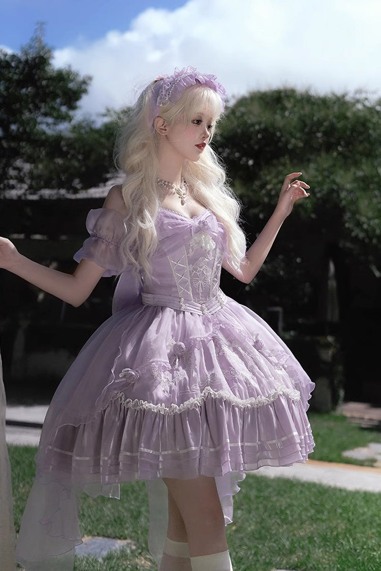 Purple Fantasy Music Box Ruffle Bowknot Lace Ballet Sweet Elegant Lolita Dress