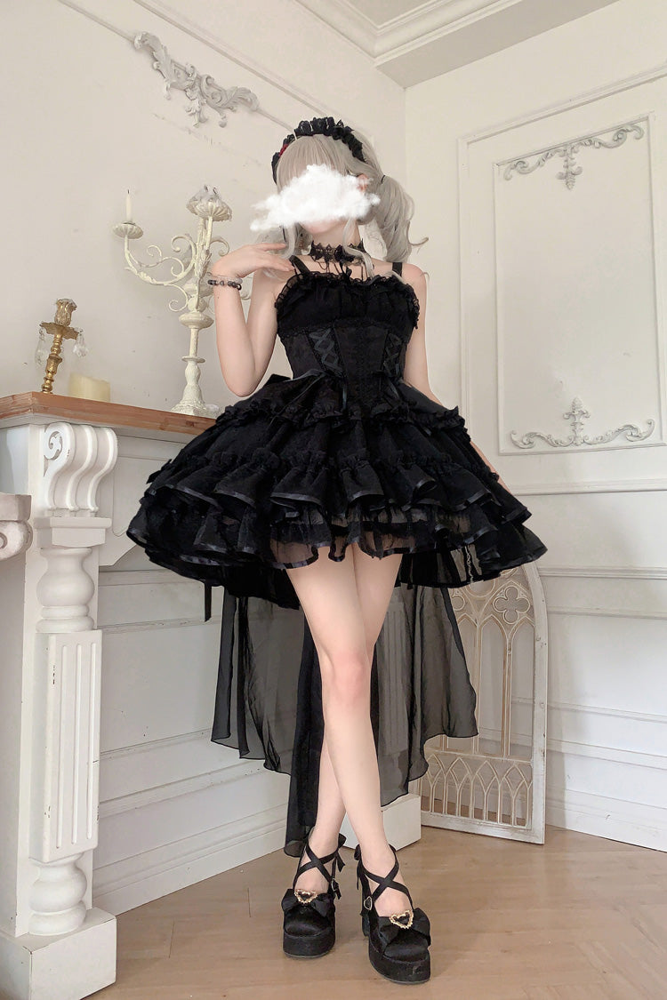 Dance of Time Triple-Layered Ballet Style Bowknot Lace-Up Gothic Lolita Jsk Dress 2 Colors