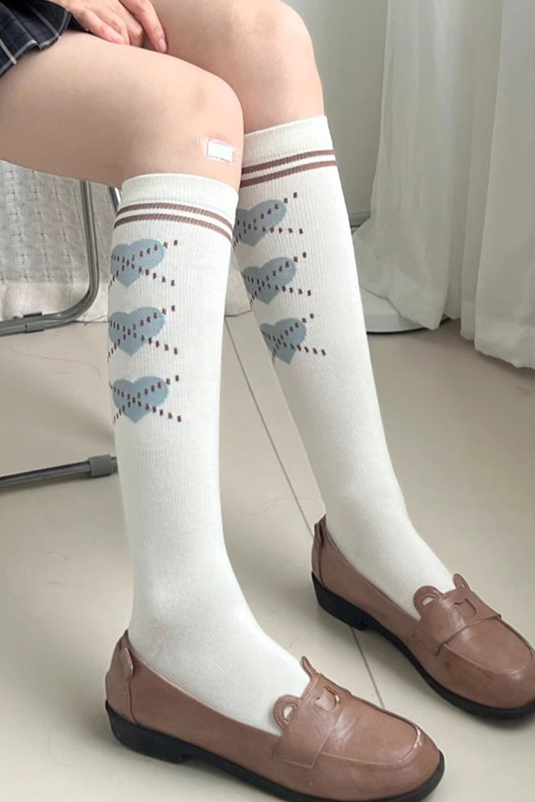 Kniehohe Lolita-Socken mit Perlen-Print, 4 Farben