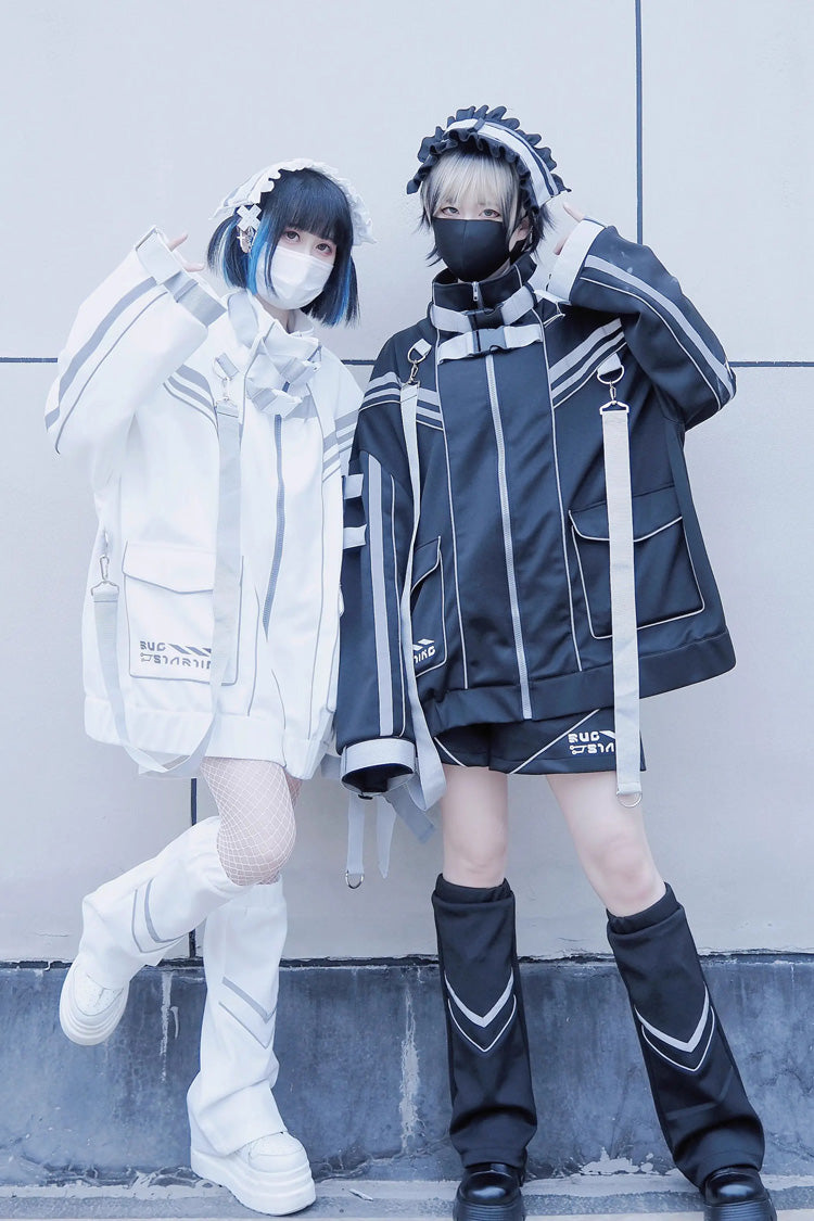 Cyberpunk Functional Long Sleeves Print Jirai Kei Handsome Sports Coat 2 Colors