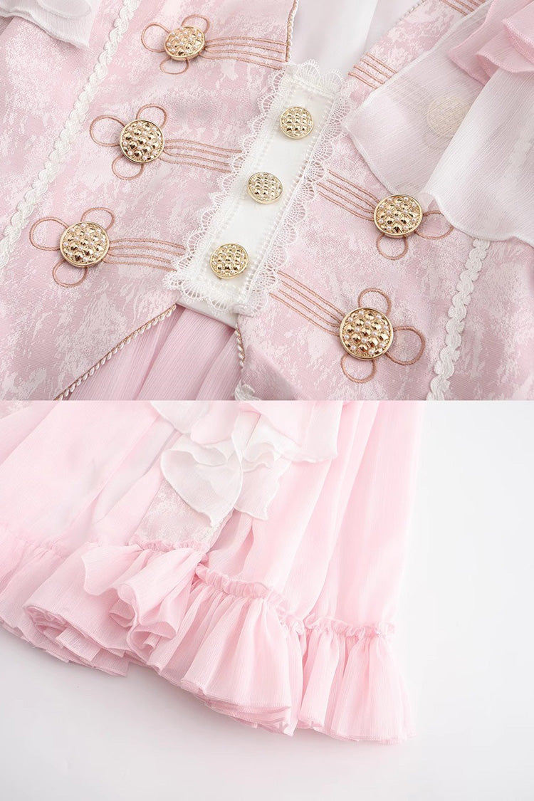 Pink Glass Castle Long Sleeves Bowknot Elegant Handsome Prince Ouji Fashion Lolita Coat