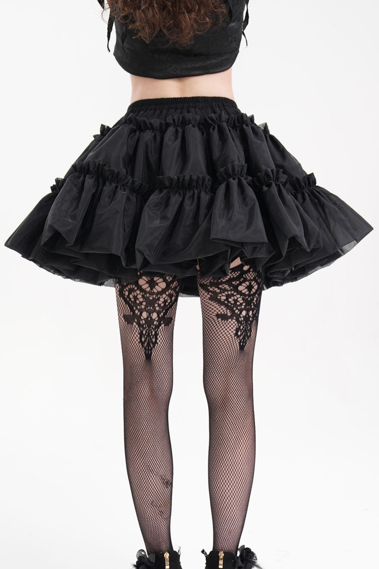 Black Bubble Ruffle Mesh Women's Gothic Skirt