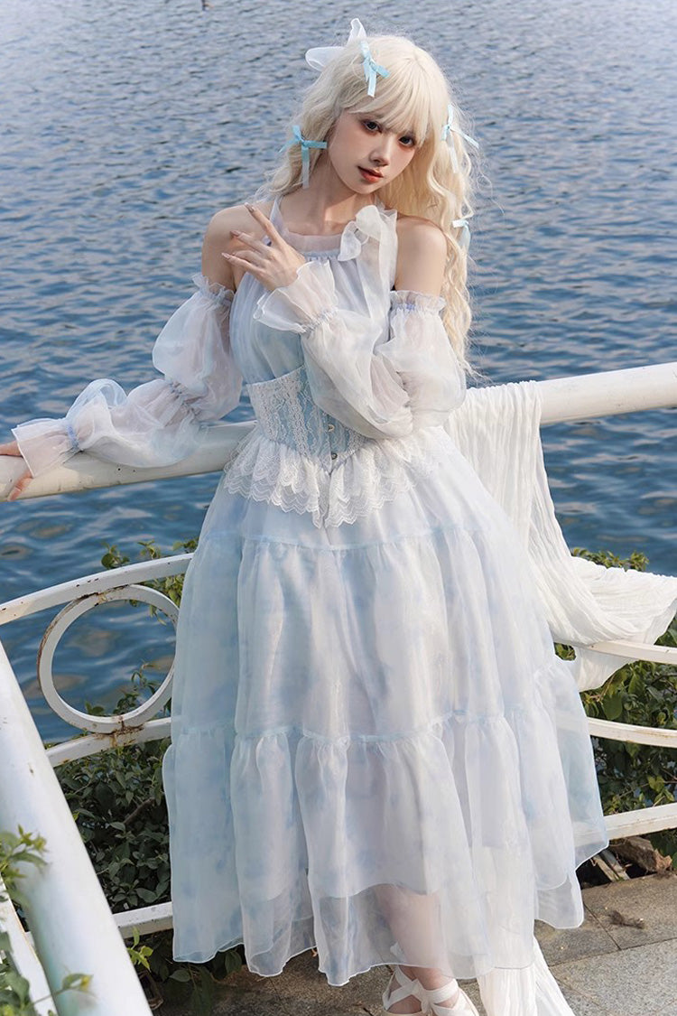 Glacier Blue Bubble Love Hanayome Tie-dyed Sweet Elegant Lolita Dress